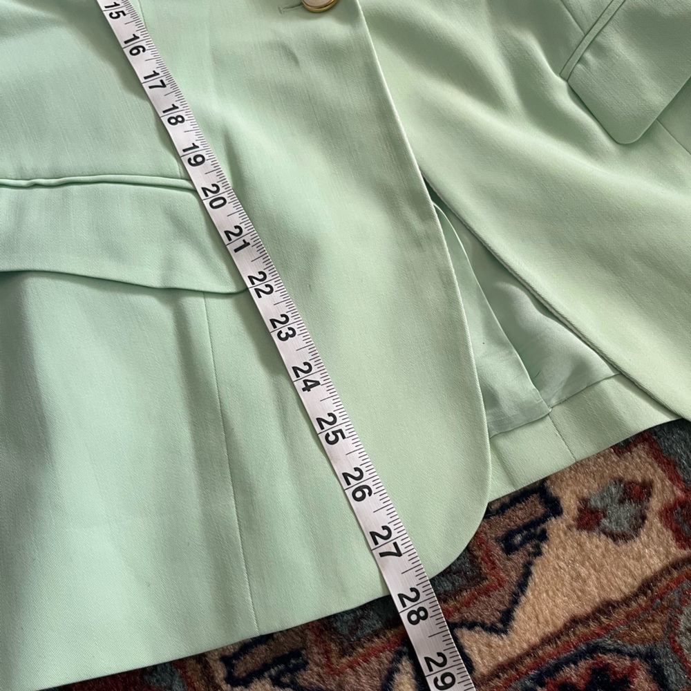 Vintage Escada 80s seafoam green white wool blazer jacket sport coat EU 42 L - Picture 10 of 13
